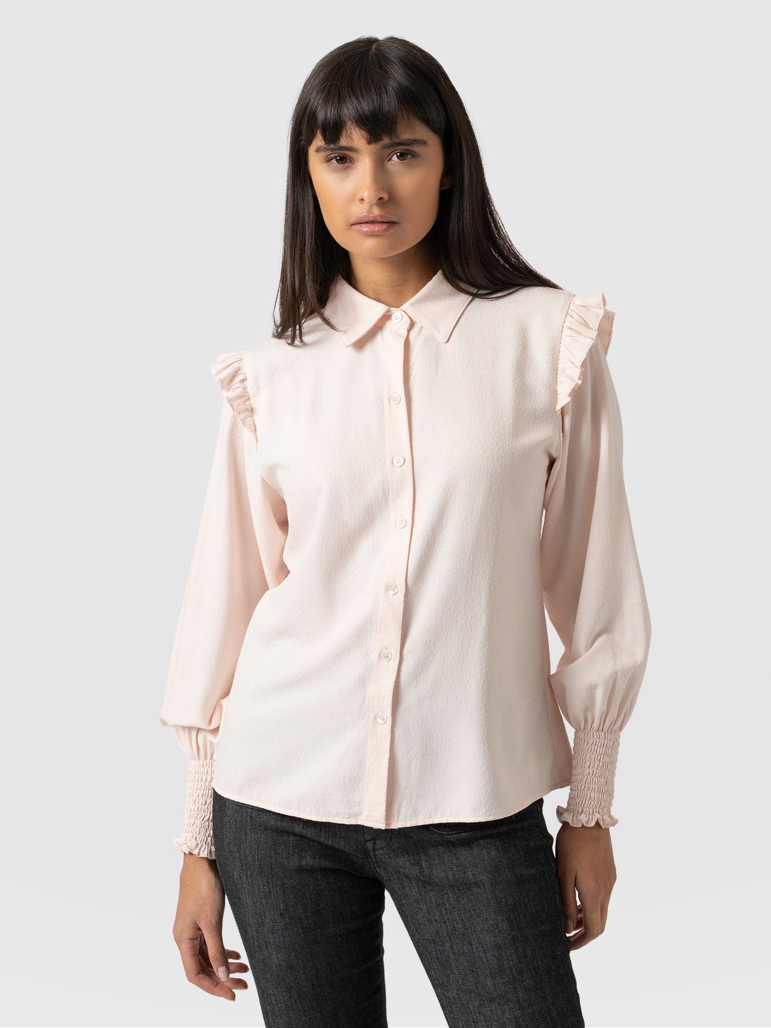 Taylor Frill Detail Blouse Pastel Pink - Women's Shirts | Saint + Sofia® EU